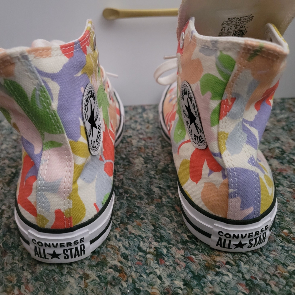 Colorful Floral Converse High-Top Women's Sneakers - Picture 3 of 5